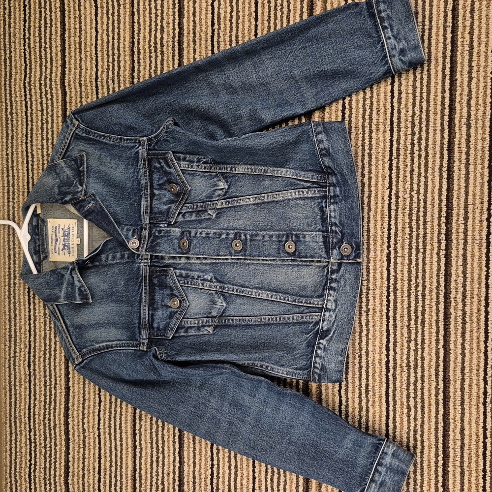 LEVIS Grey Blue Russian Sky Denim Cotton Big E Turkey‎ Sz XS Mens Jean Jacket